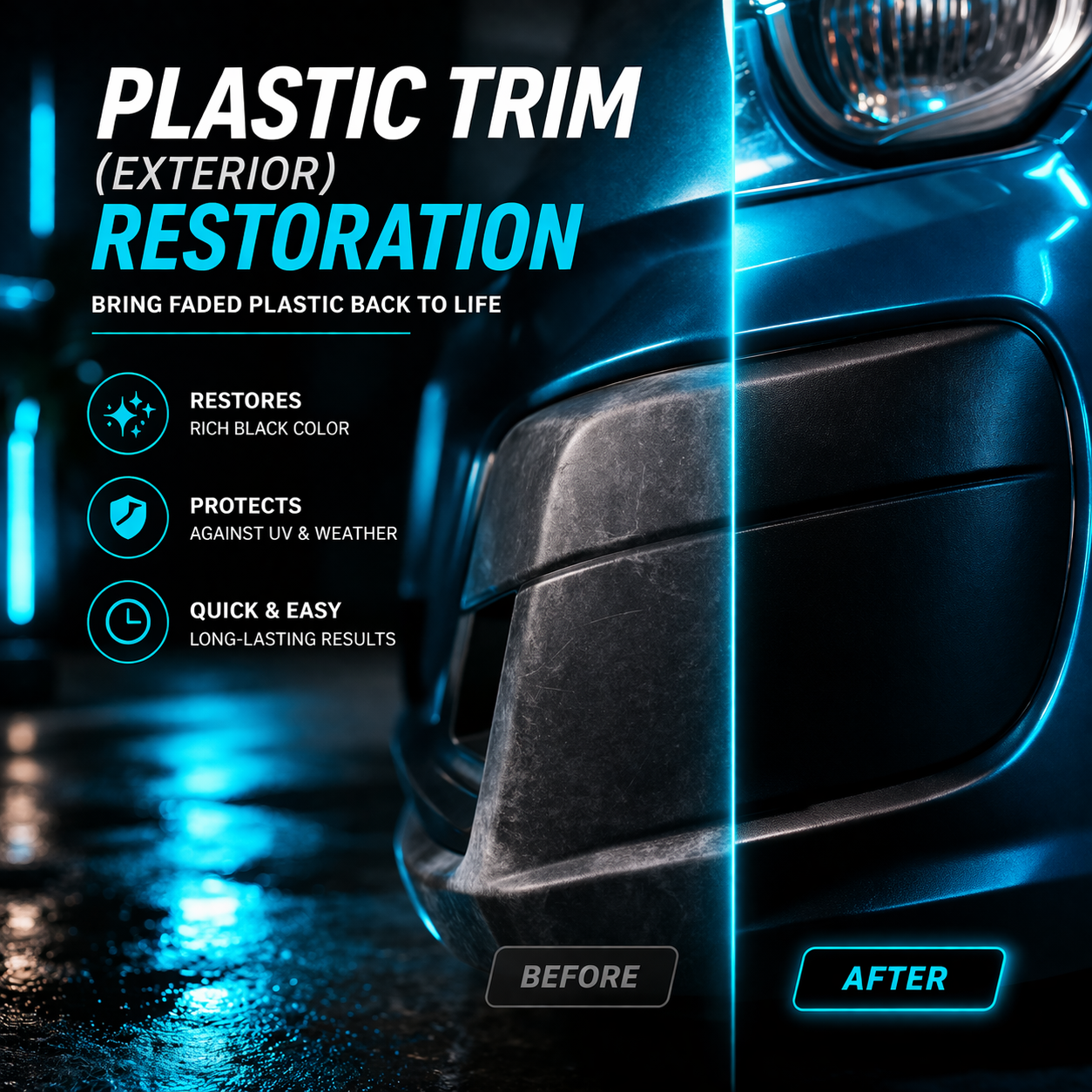 Black Plastics (Exterior) Restored & Re-dyed Main image